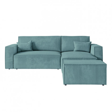 Canapé d'Angle Convertible & Pouf "Mollie" 269cm Bleu Clair|Canape|Paris Prix