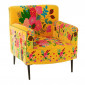 Fauteuil en Velours Brodé "Fleurs" 84cm Jaune|Fauteuil / Chauffeuse|Paris Prix