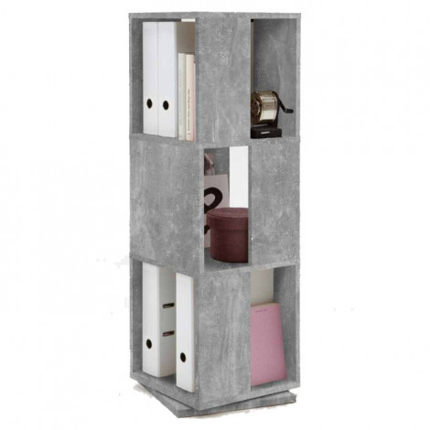 Étagère Pivotante "3 Compartiments" 108cm Gris|Bibliothèque|Paris Prix