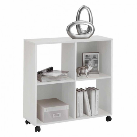 Étagère 4 Cases Design "Timpa" 78cm Blanc|Bibliothèque|Paris Prix