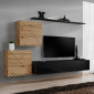 Ensemble Meuble TV "Switch Lamel V" 250cm Noir & Naturel|Meuble TV|Paris Prix