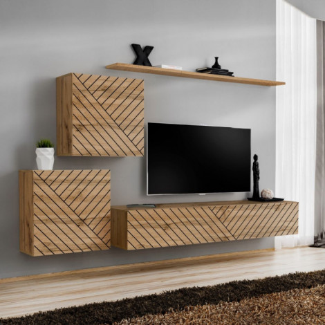 Ensemble Meuble TV "Switch Lamel V" 250cm Naturel|Meuble TV|Paris Prix