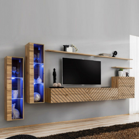 Ensemble Meuble TV "Switch Lamel XI" 330cm Naturel|Meuble TV|Paris Prix