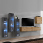 Ensemble Meuble TV "Switch Lamel XIII" 330cm Naturel & Gris|Meuble TV|Paris Prix