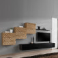 Ensemble Meuble TV "Switch Lamel X" 330cm Noir & Naturel|Meuble TV|Paris Prix