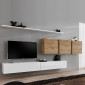 Ensemble Meuble TV "Switch Lamel VII" 340cm Blanc & Naturel|Meuble TV|Paris Prix