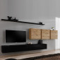 Ensemble Meuble TV "Switch Lamel VII" 340cm Noir & Naturel|Meuble TV|Paris Prix