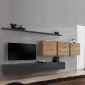 Ensemble Meuble TV "Switch Lamel VII" 340cm Gris & Naturel|Meuble TV|Paris Prix