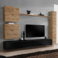 Ensemble Meuble TV "Switch Lamel VIII" 280cm Noir & Naturel|Meuble TV|Paris Prix