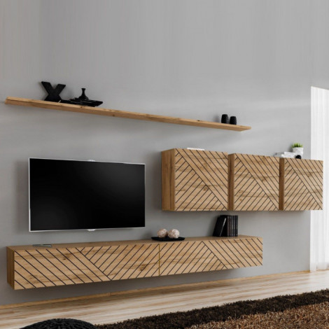 Ensemble Meuble TV "Switch Lamel VII" 340cm Naturel|Meuble TV|Paris Prix