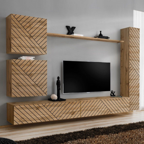 Ensemble Meuble TV "Switch Lamel VIII" 280cm Naturel|Meuble TV|Paris Prix