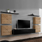 Ensemble Meuble TV "Switch Lamel IV" 320cm Noir & Naturel|Meuble TV|Paris Prix