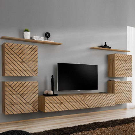 Ensemble Meuble TV "Switch Lamel IV" 320cm Naturel|Meuble TV|Paris Prix