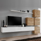 Ensemble Meuble TV "Switch Lamel IX" 310cm Blanc & Naturel|Meuble TV|Paris Prix