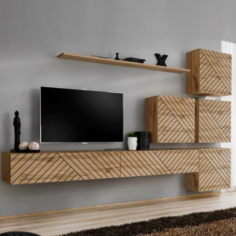 Ensemble Meuble TV "Switch Lamel IX" 310cm Naturel|Meuble TV|Paris Prix