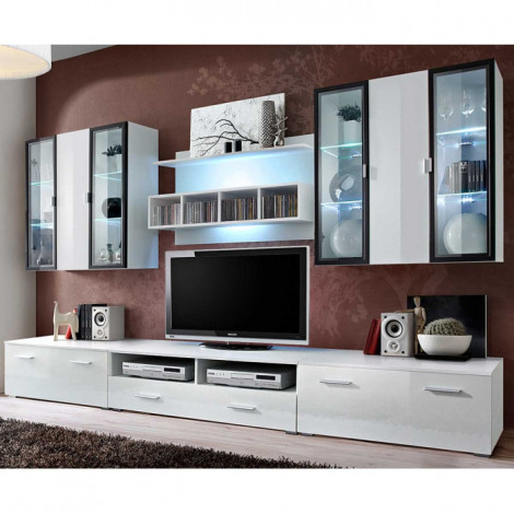 Meuble TV Mural Design "Quadro" 300cm Blanc|Meuble TV|Paris Prix