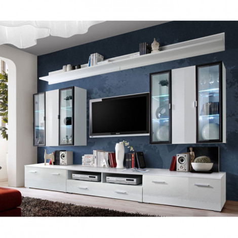 Meuble TV Mural Design "Iceland" 300cm Blanc|Meuble TV|Paris Prix