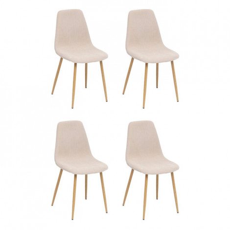 Lot de 4 Chaises Velours Côtelé "Roka" 87cm Beige|Chaise|Paris Prix