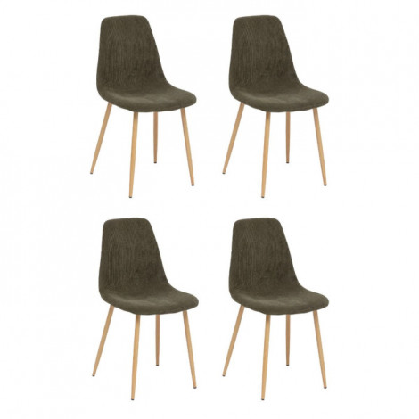 Lot de 4 Chaises Velours Côtelé "Roka" 87cm Kaki|Chaise|Paris Prix