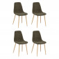 Lot de 4 Chaises Velours Côtelé "Roka" 87cm Kaki|Chaise|Paris Prix