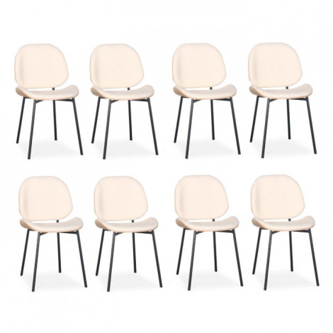 Lot de 8 Chaises Design Bouclette "Vincent" 80cm Crème|Chaise|Paris Prix
