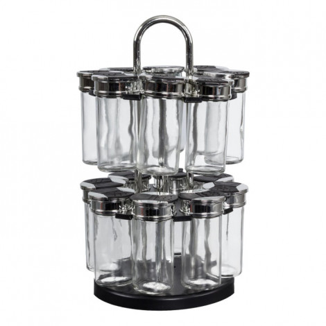 Carrousel à Épices 2 Niveaux "16 Pots" 31cm Noir|Boites de Rangement|Paris Prix