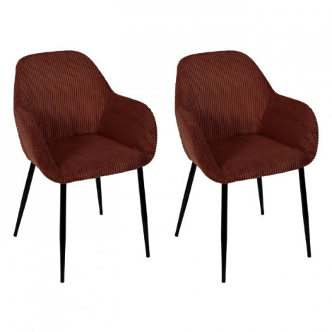 Lot de 2 Fauteuils Côtelé "Scott" 85cm Terracotta|Fauteuil / Chauffeuse|Paris Prix