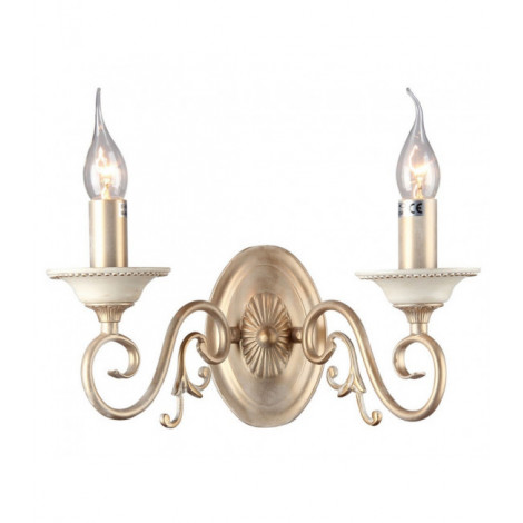 Applique murale Perla Crème avec de l'or 2 ampoules 19cm|Appliques murales|Luminaire Center