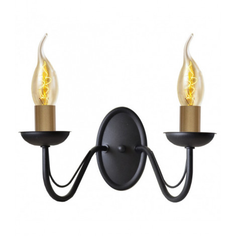 Applique murale Malbo Fer Noir,Patiné 2 ampoules 16cm|Appliques murales|Luminaire Center