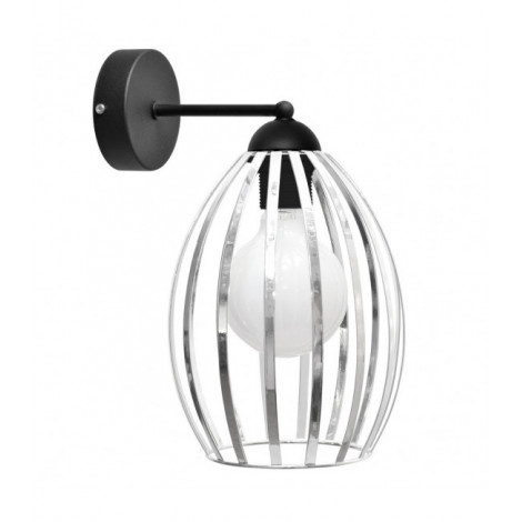 Applique murale Dali Fer Chrome,noir 1 ampoule 23cm|Appliques murales|Luminaire Center
