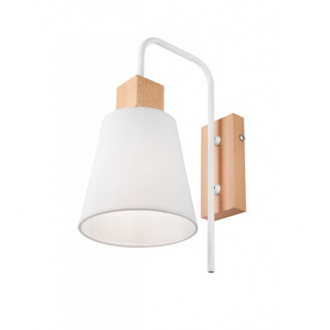 Applique murale Enrico Bois,acier,tissu blanc 1 ampoule 33cm|Appliques murales|Luminaire Center