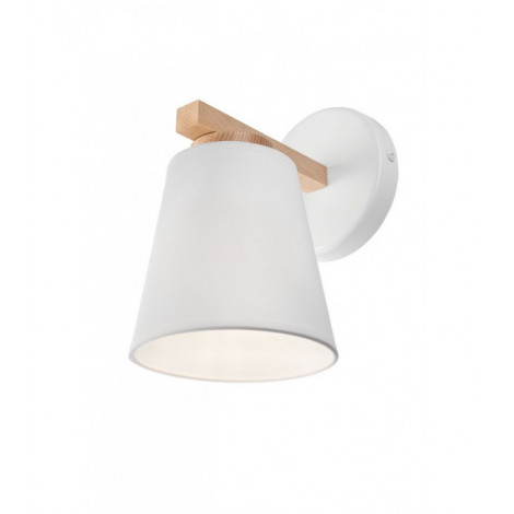Applique murale Ellie Bois,acier,tissu blanc 1 ampoule 24cm|Appliques murales|Luminaire Center
