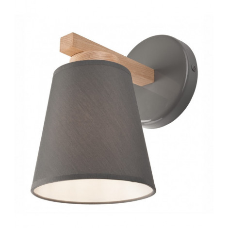 Applique murale Ellie Bois,acier,tissu Gris 1 ampoule 24cm|Appliques murales|Luminaire Center