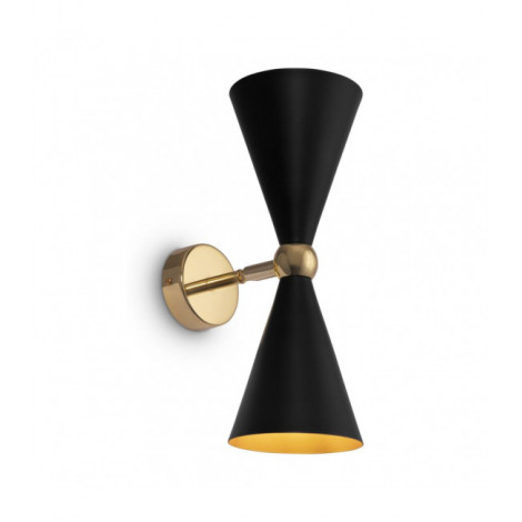 Applique murale Vesper Métal Noir avec de l'or 2 ampoules 32cm|Appliques murales|Luminaire Center