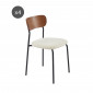 Lot de 4 chaises FRIDA tissu bouclette écru pieds métal noir|Chaise|Baita Home