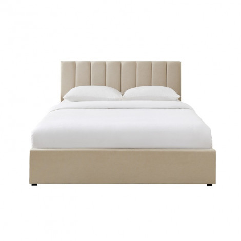 Lit coffre MARIUS tissu beige 160x200 sommier inclus|Lit Adulte|Baita Home