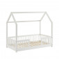Lit cabane avec barrières TINY pin massif blanc 70x140cm sommier inclus|Lit|Baita Home