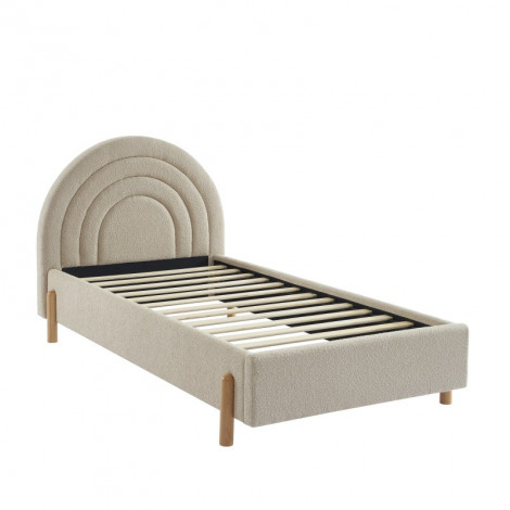 Lit coffre BOO tissu bouclette beige 90x190 sommier inclus|Lit|Baita Home