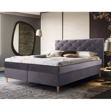 Louis - lit boxspring - 180x200 - en velours - coffres et surmatelas inclus|Lit Adulte|BestMobilier