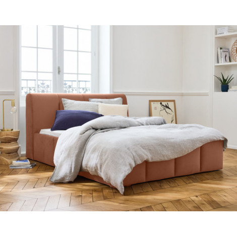 Elysia - lit coffre - 140x190 - en velours - sommier inclus|Lit Adulte|BestMobilier