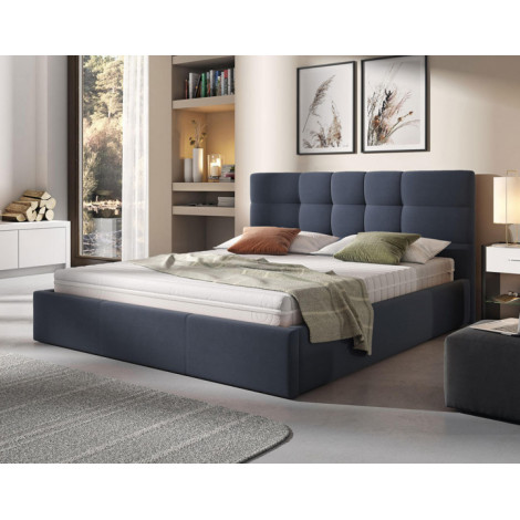 Mael - lit coffre - 160x200 - en tissu - sommier inclus|Lit Adulte|BestMobilier