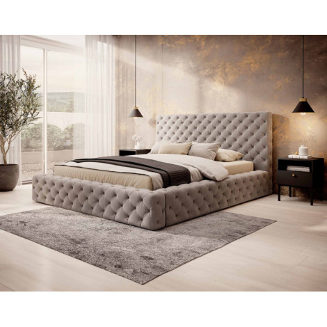 Christiana - lit coffre - 140x200 - sommier inclus - en velours|Lit Adulte|BestMobilier