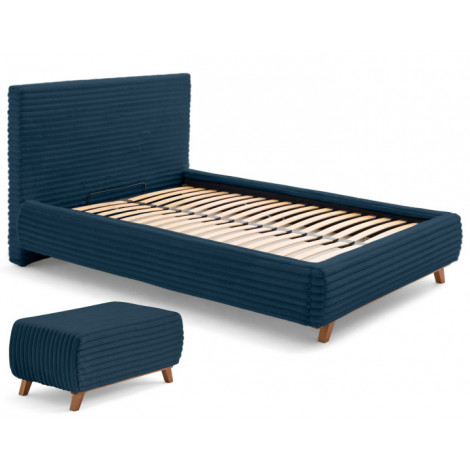 Cristal - lit coffre avec bout de lit - 160x200 - sommier inclus - fausse fourrure côtelée|Lit Adulte|BestMobilier