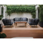 TIAGO - salon bas de jardin 4 places + table - corde et bois - noir et coussins gris|Salon de jardin|BestMobilier