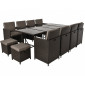 Tao - salon de jardin encastrable 12 places - résine tressée marron - coussins taupe - plateau en verre + housse de protection|Salon de jardin|BestMobilier