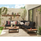 Salome - salon bas de jardin 5 places + table - modulable - bois, métal et coussins noirs|Salon de jardin|BestMobilier
