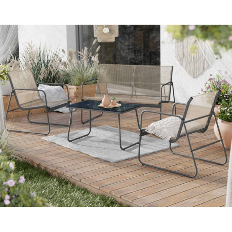 Pilar - salon bas de jardin 4 places - métal et résine tressée|Salon de jardin|BestMobilier