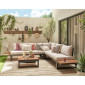 Salome - salon bas de jardin 5 places + table - modulable - bois, métal et coussins beiges|Salon de jardin|BestMobilier