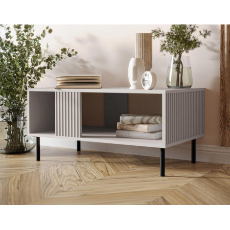 Timote - table basse - avec niche de rangement - écru - 92 cm|Table Basse|BestMobilier