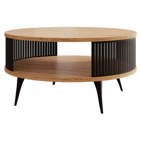 Forini - table basse - chêne naturel et noir - 75 cm|Table Basse|BestMobilier